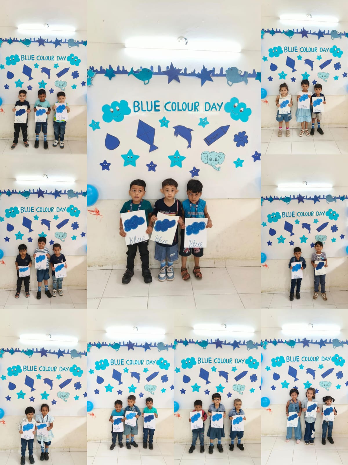 Sponge Impression in Cloud (Blue Colour Day Celebration)